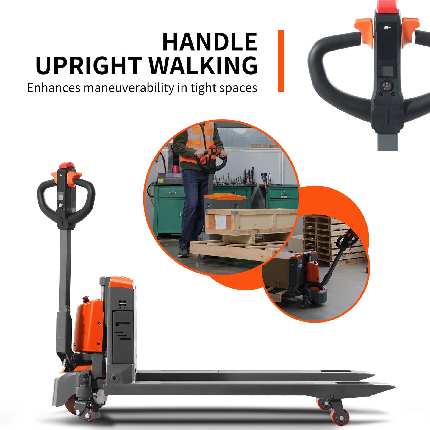 Tory Carrier Electric Pallet Truck 3300 Lb. Cap. Heavy Duty Pallet Jack 48 x 27 Forks Size Big Capacity Li-ion Battery