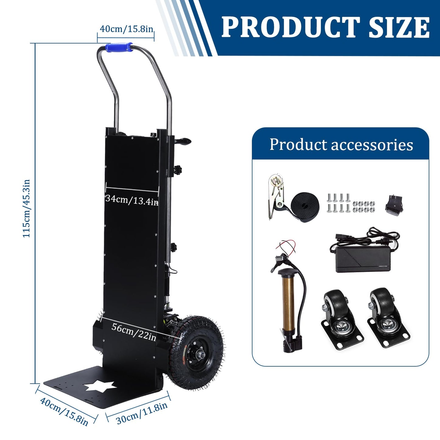 Generic Electric Stair Climbing Hand Trucks 1500W Motor Powered Stair Climber Dolly Cart 880lbs Capacity with Rope for Moving Warehouses Delivery Workers