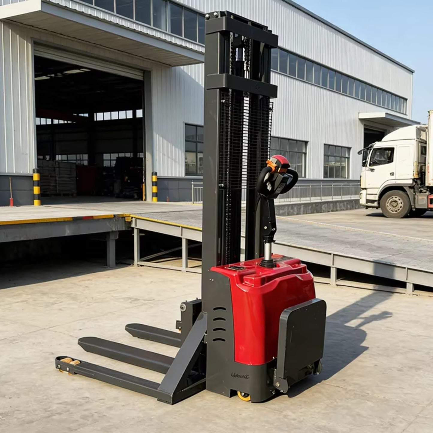 Full Electric Walkie Pallet Stacker, 1000kg/1500kg Capacity 3000mm Lift Height, Warehouse Material Handling Electric Pallet Jack, Hand Push Electric Forklift Stacker for Loading Unloading