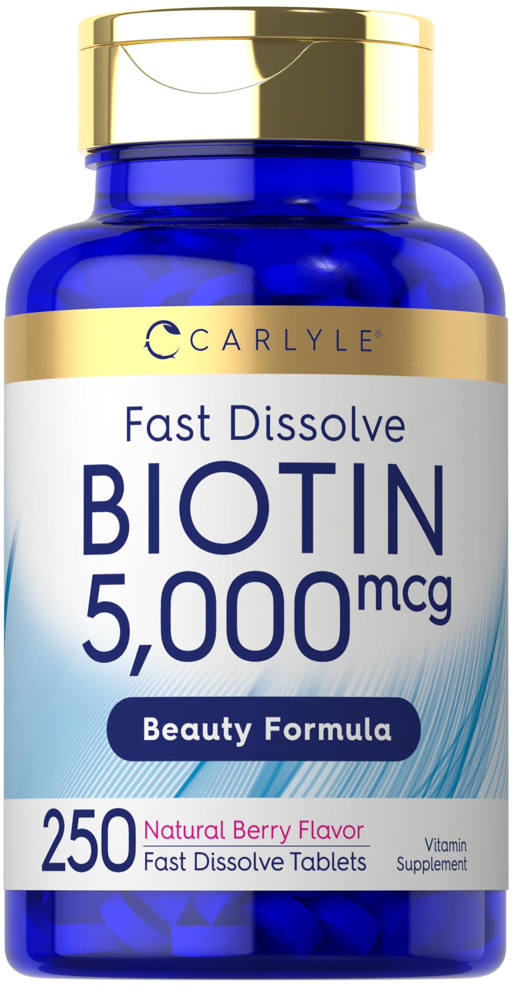 Carlyle Biotin 5000mcg | 250 Fast Dissolve Tablets | Supplement for Men and Women | Vegetarian, Non-GMO, Gluten Free