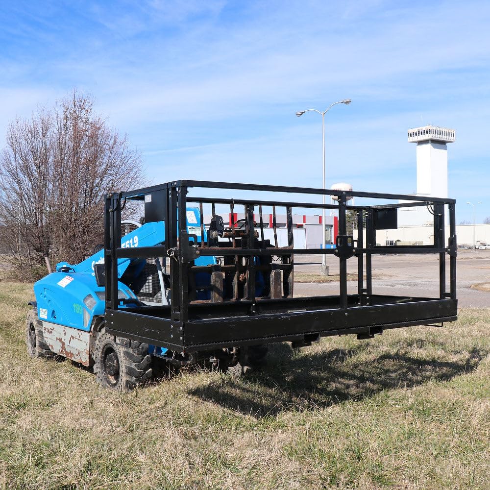 Titan Attachments 4' x 7'8" Mesh Telehandler Work Platform, Two Man Safety Basket, Forklift Telehandler Attachment, Safety Cage to Complete Aerial Tasks