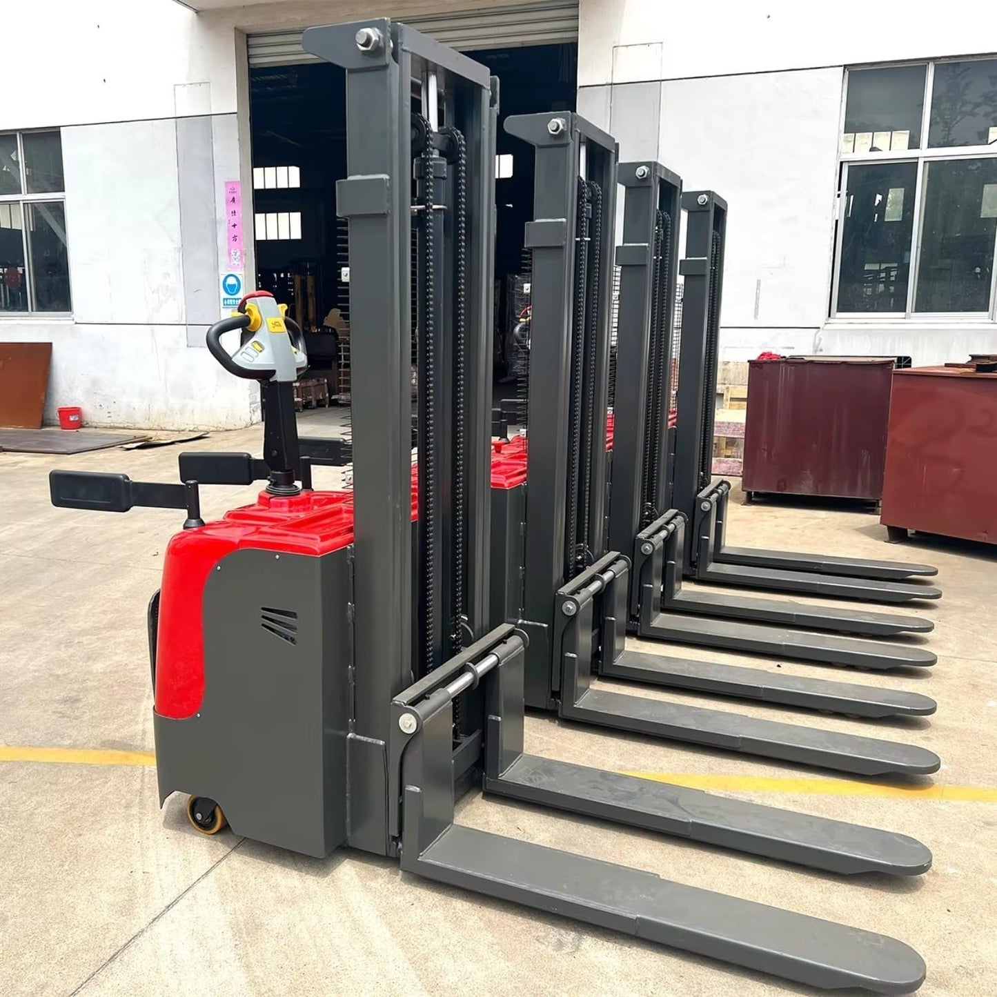 Powered Electric Pallet Stacker with Material Lift Features for Warehouse handling, Pallet Lifting, and Tight-Space maneuvering with Optional Fork Lift use