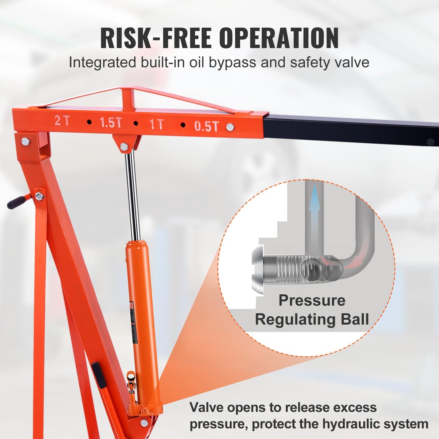VEVOR Hydraulic Long Ram Jack, 8 Ton Engine Hoist Cylinder with Double Piston Pump and Clevis Base, Hydraulic Ram Cylinder for Engine Lift Hoists, Hydraulic Garage/Shop Cranes, Mechanical, Farm