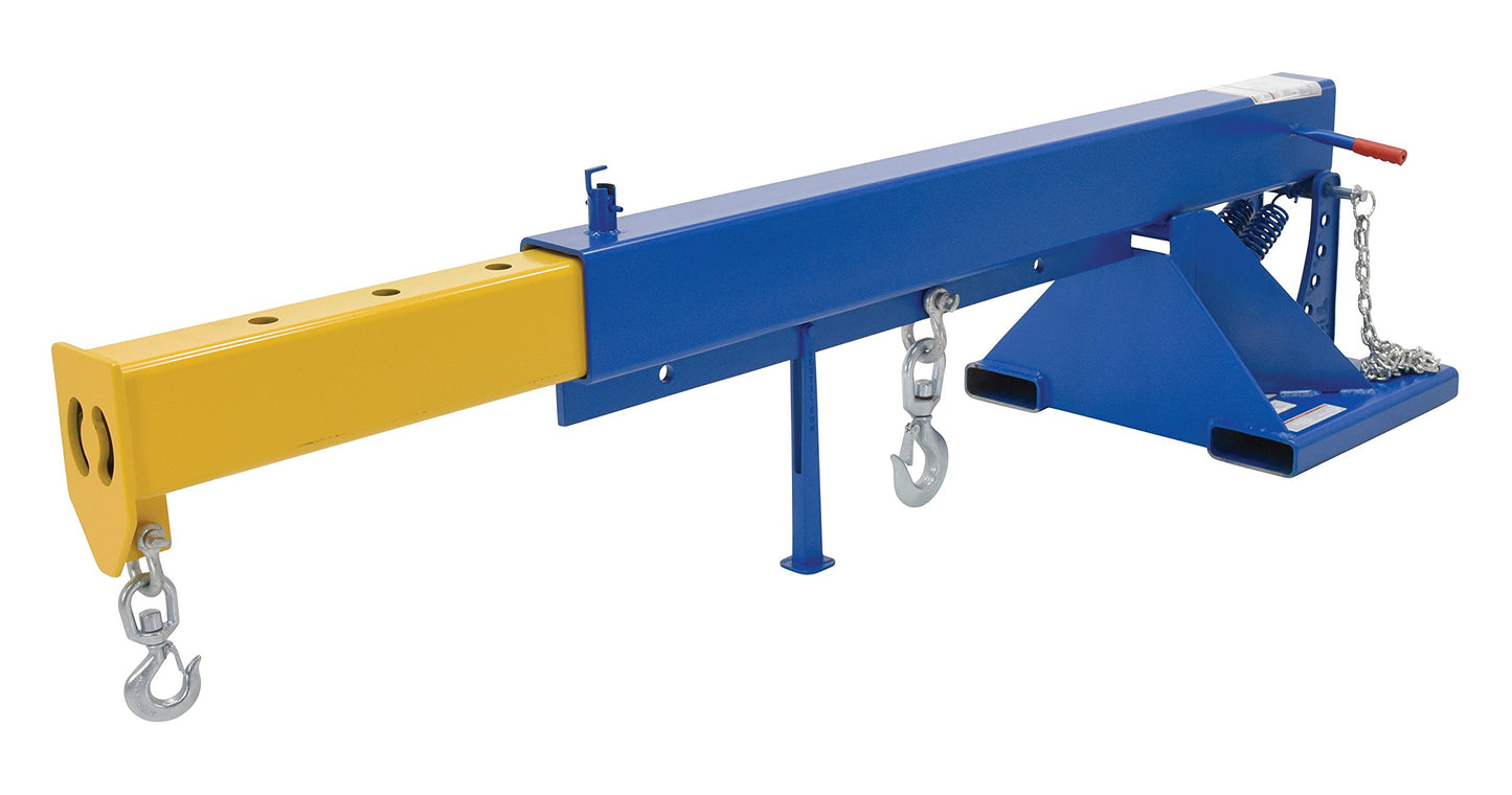 Vestil LM-OBT-8-36 Orbit Telescoping Lift Boom, 8000 lb Capacity, 36" Fork Pocket Center, Overall LxWxH (in.) 44 x 85.25 x 28.875, Overall Extended Length (in.) 145-1/4, Blue