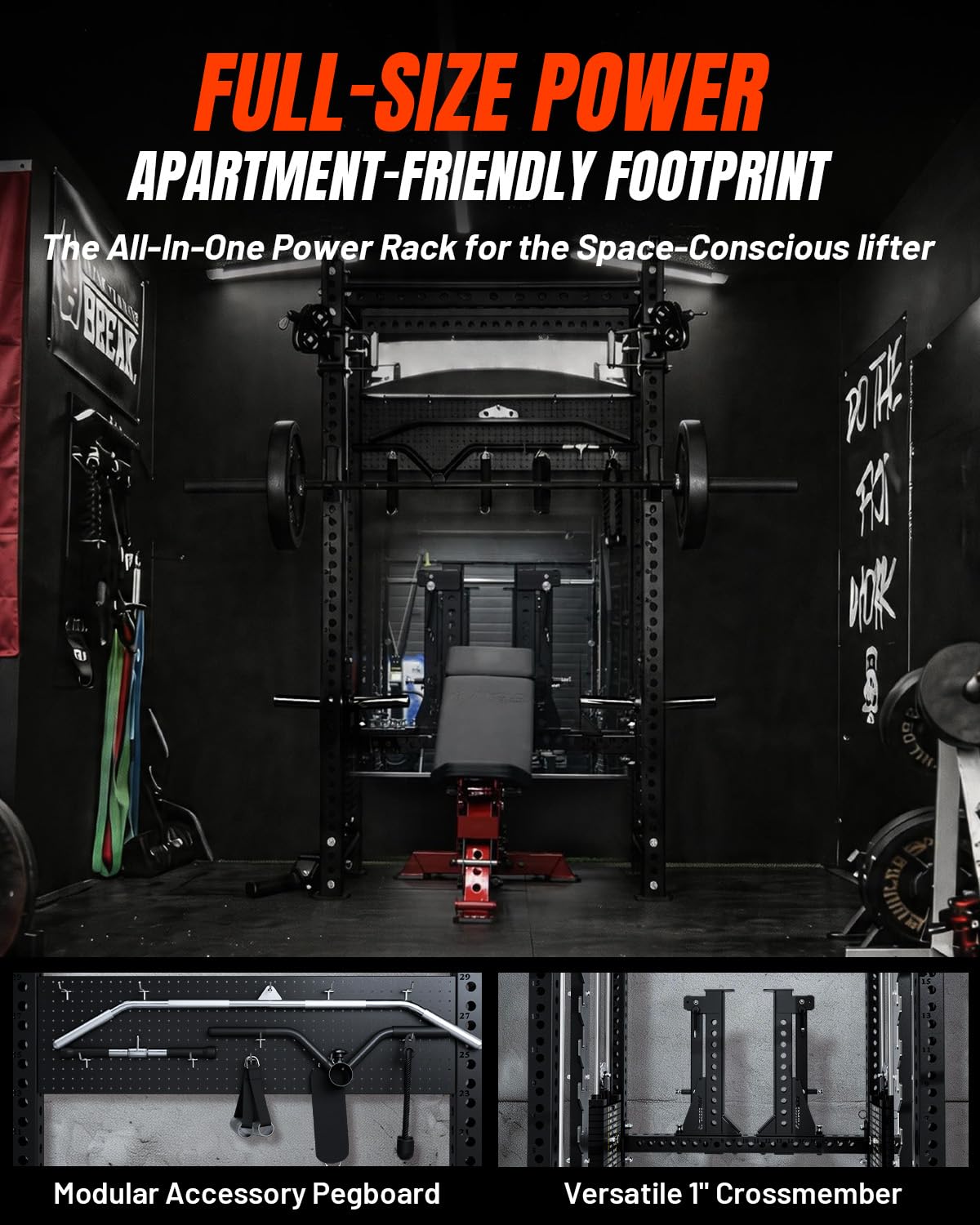 Mikolo Anubis-2.0 Standard Smith Machine, 2000LBS Power Cage with LAT Pulldown&Cable Crossover, Multi-Function Trainer with Aluminum Pulley System for Fitness Home Gym