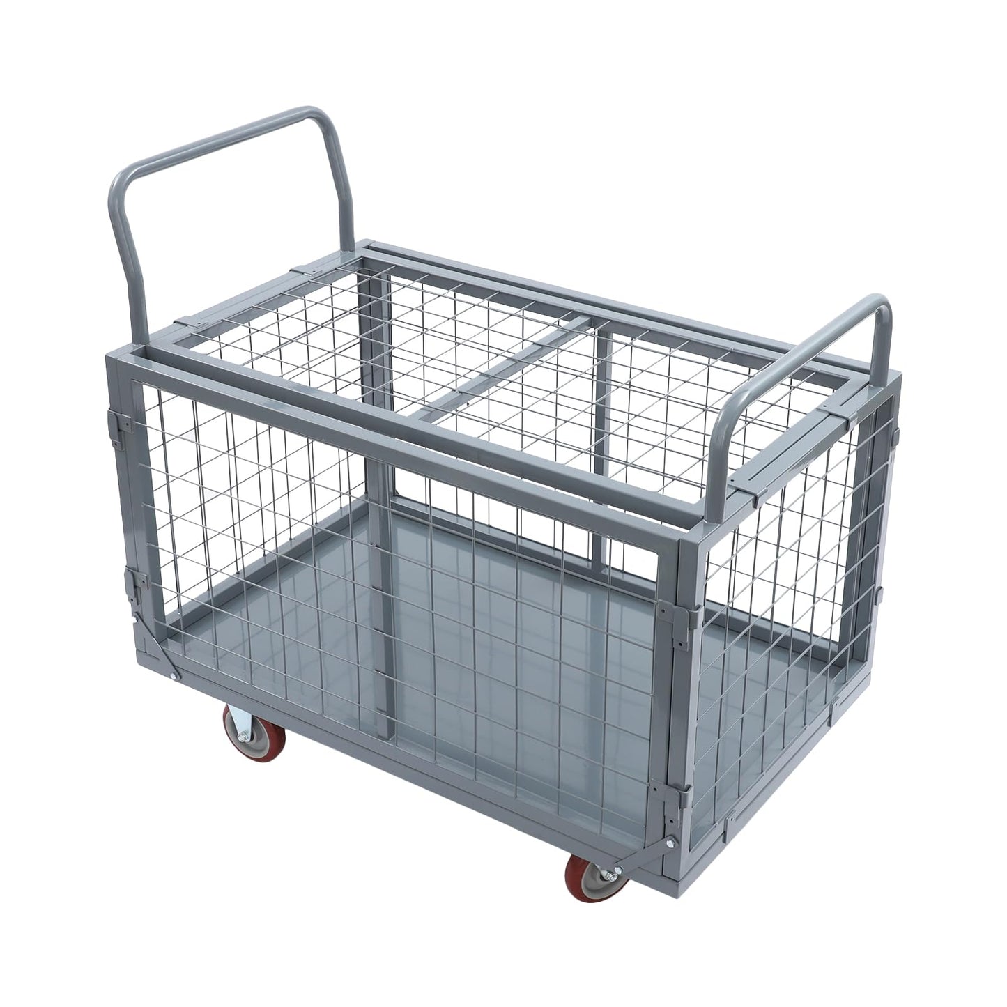 38.4" x 23.6" x 37.9" Platform Truck Cart with Cage, 5 in 1 Flatbed Cart 2000 lbs Heavy Duty Hand Truck Moving Platform Trucks Hand Carts for Groceries, Garage