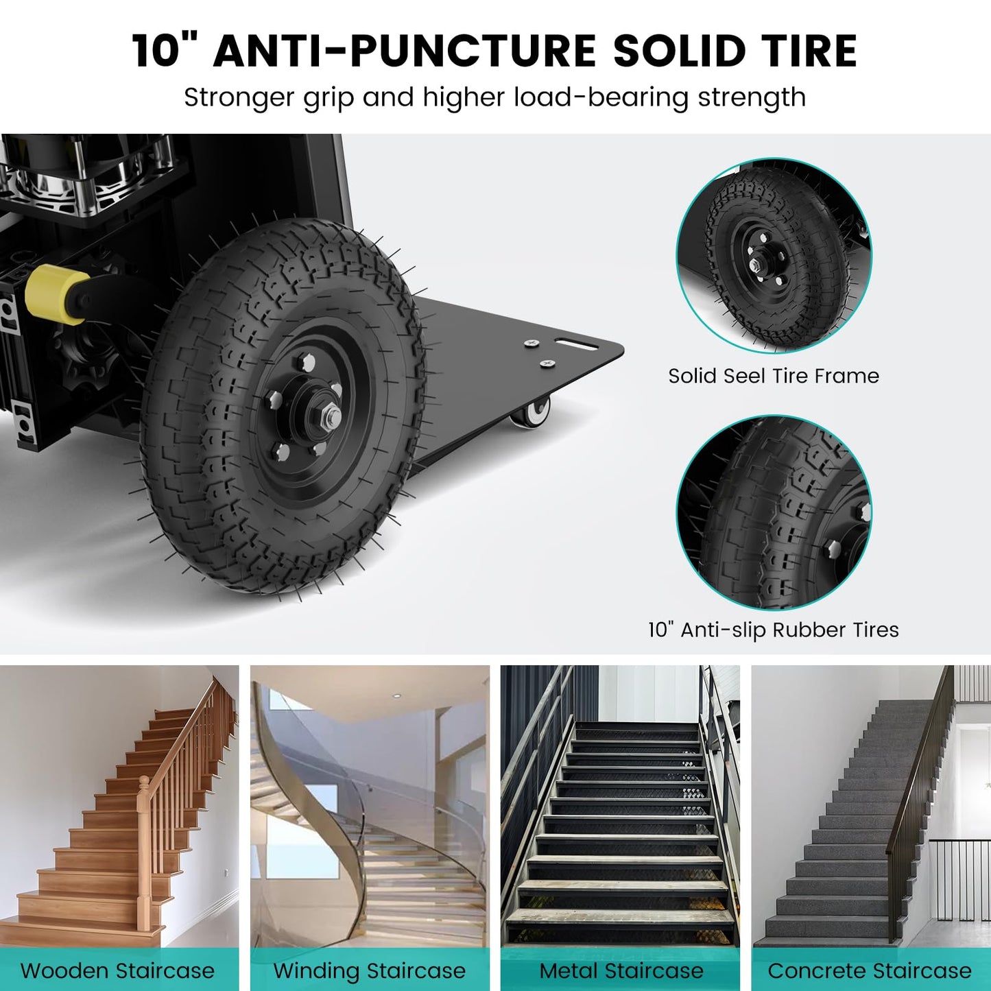 Electric Stair Climbing Dolly, 1200w Electric Hand Trucks Foldable, Large Capacity Stair Climbing Hand Trucks Dolly Cart with 4m Safety Rope, for Mobile Furniture Logistics Warehouse (Black)