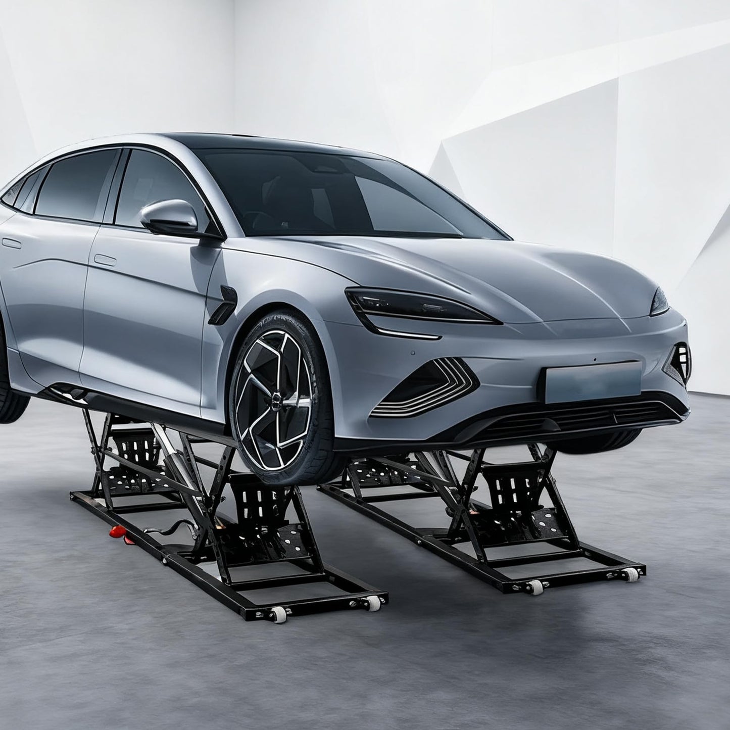 Heavy-Duty Portable Car Lift 7000 LBS Capacity, 28 Inch Max Lift Height with Mechanical Safety Locks, Adjustable Quick Jack Design, Folding & Wheels for Easy Storage