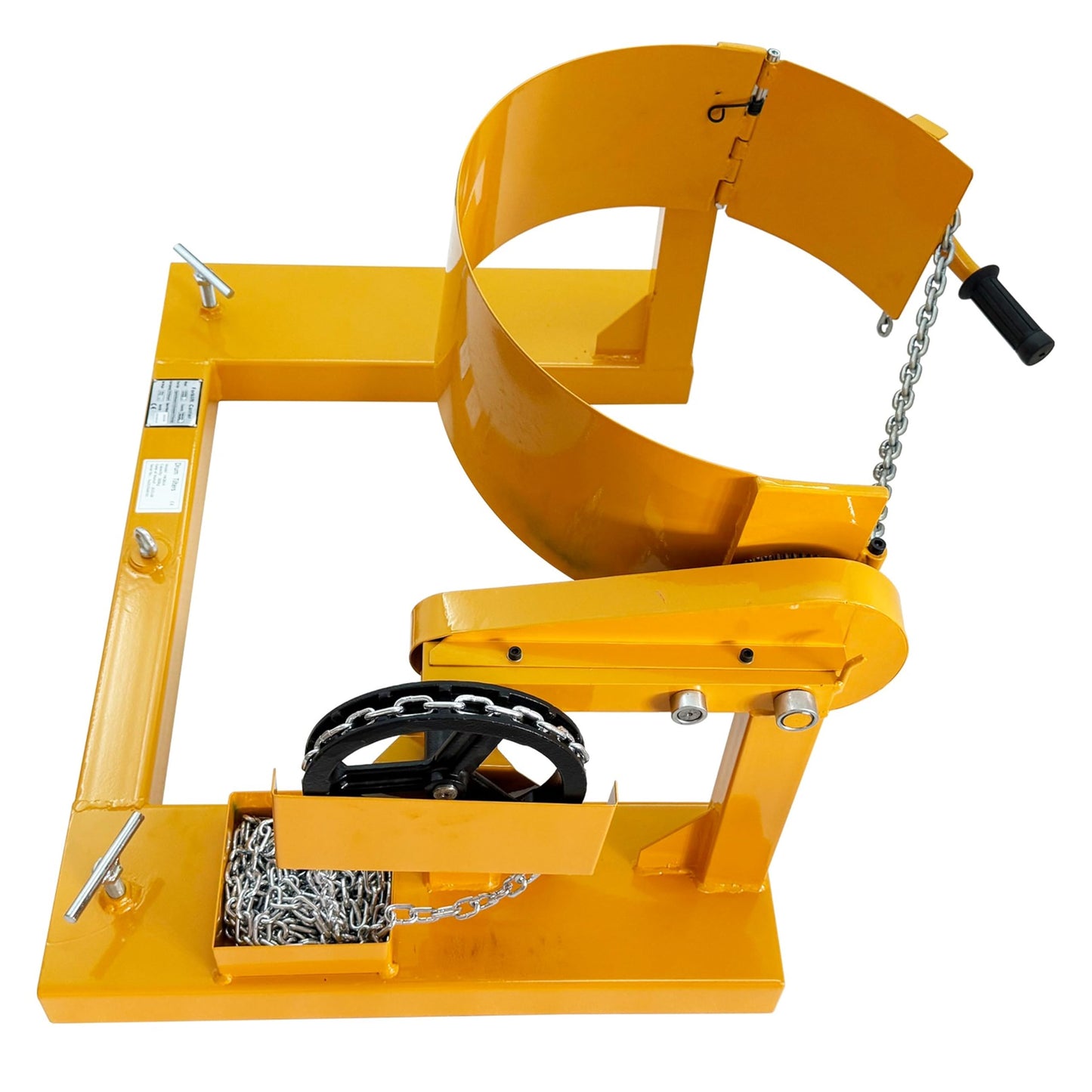 IntXanth Manual Forklift Drum Dumper Hoop Type Steel Drum Tilting Pouring Device 55 Gallon for Chemical Oil Industrial Use