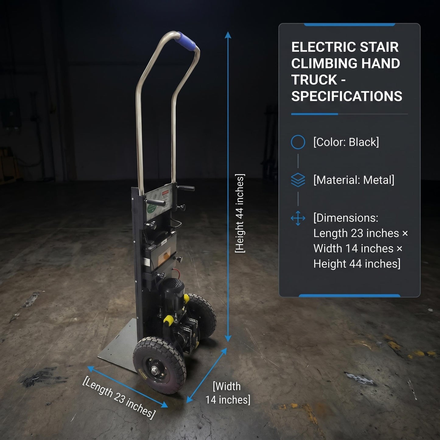 Heavy-Duty Electric Stair Climbing Cart, Electric Stair Climbing Machine for Construction, Large Load Capacity Electric Stair Climbing Cart with 48V Lithium Battery