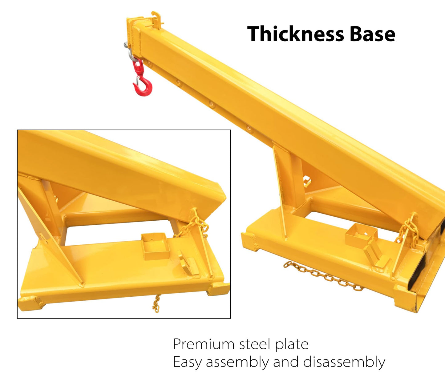 IntXanth Telescopic Forklift Jib Boom, Lifting Boom for Forklift, Adjustable Forklift Mounted Jib Boom, Extend Up to 8.2', Lift Capacity to 3T (6600lbs), Forklift Crane Attachment