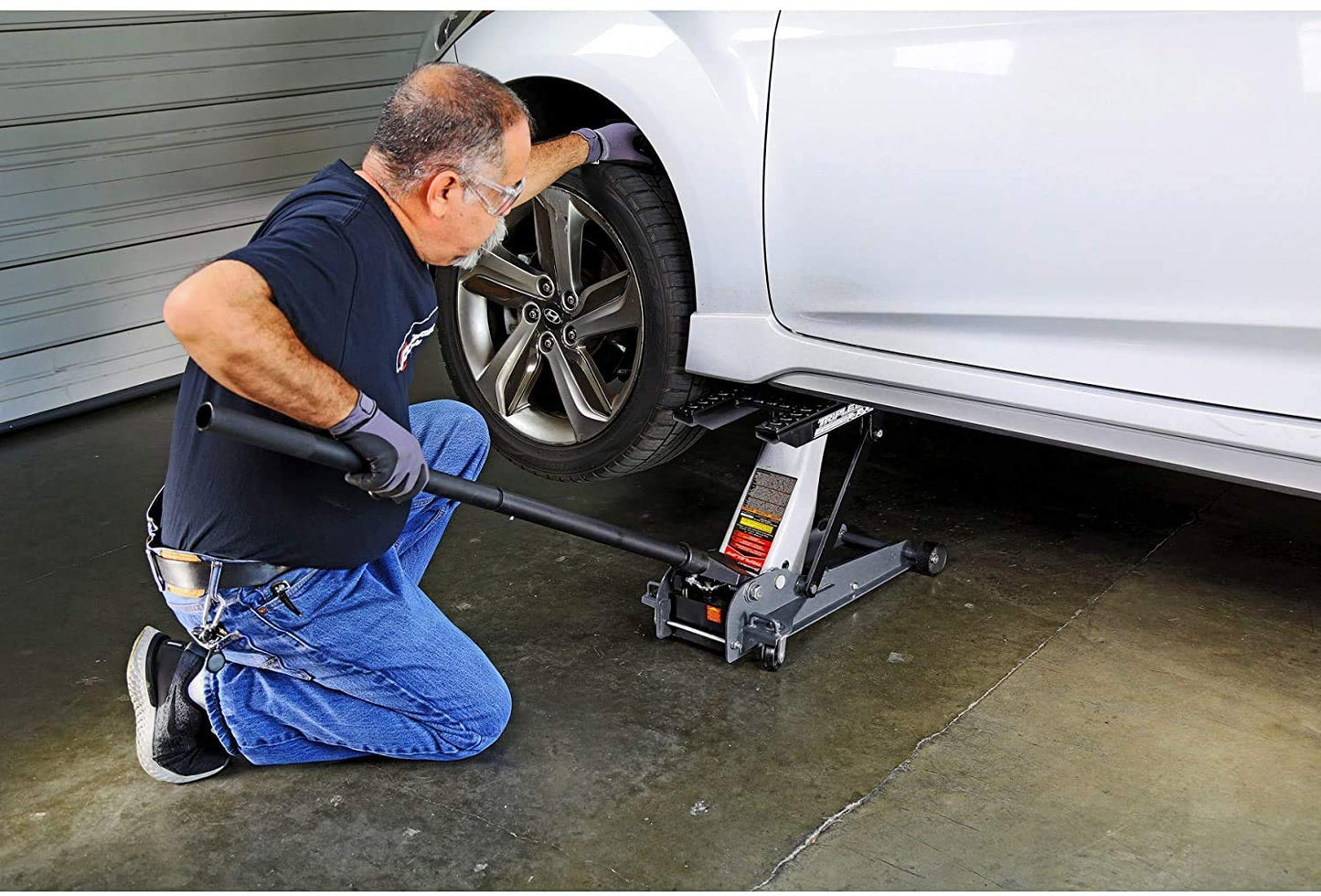 Powerbuilt 3000 Pound Triple Lift Garage Jack, Heavy Duty Vehicle, Truck, Car, Motorcycle, Transmission Lift, 1.5 Ton Capacity, 620622
