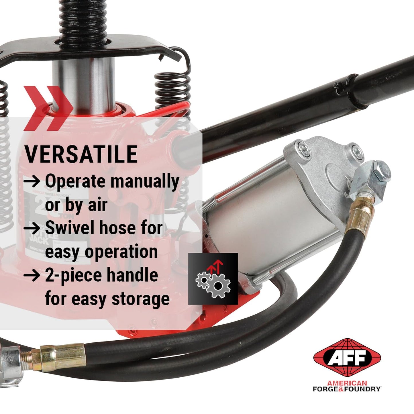 AFF 20 Ton Bottle Jack - Manual & Air Assist Hydraulic Jack for Lifting Heavy Trucks & Equipment - Super Duty