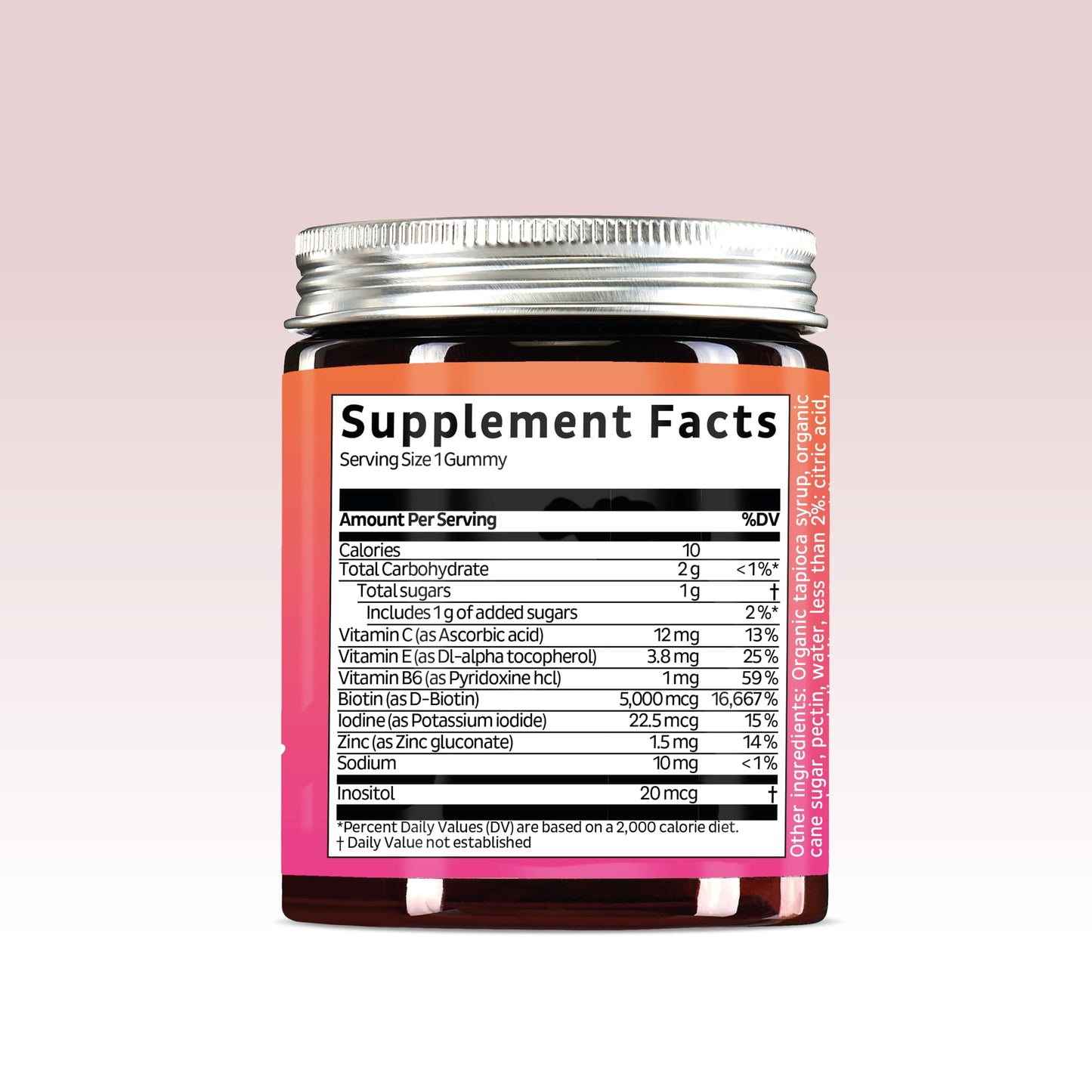 Biotin Gummies for Hair, Skin & Nails. 5,000 mcg High Potency Vegan Vitamins for Faster Hair Growth, Stronger Nails & Healthy Skin. with Vitamins C & E, 60 Gummies