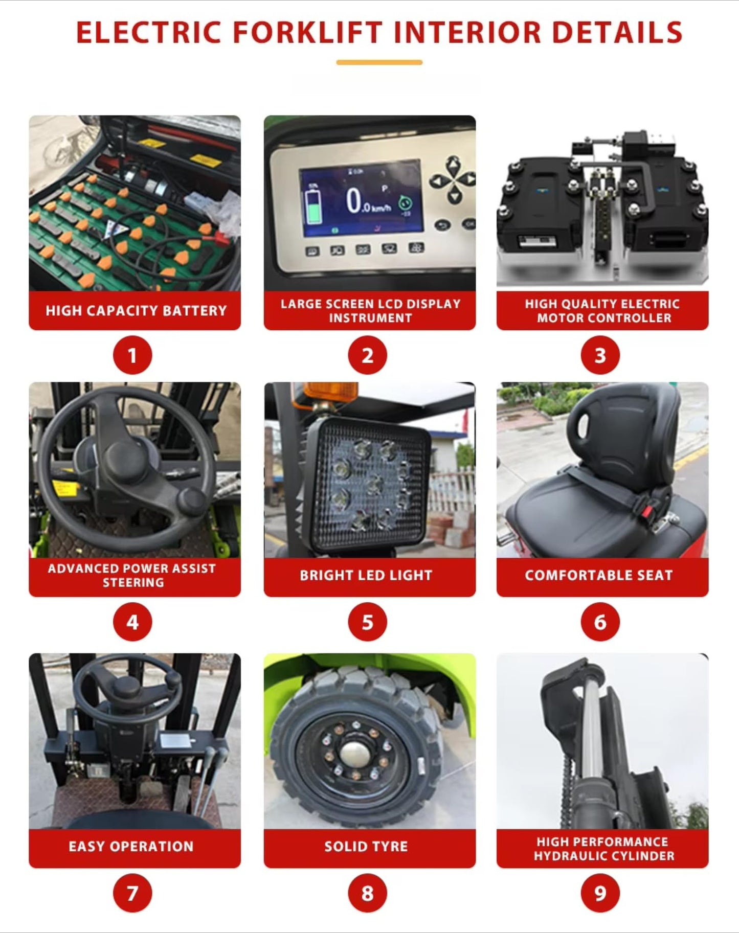 Warehouse Inventory Stacker, 5000lbs Capacity Lithium Ion Electric Forklift, 3-Wheel Counterbalance Reach Truck, Heavy Duty Industrial Material Handling Equipment, Fast Charging AC Motor & Solid Tires