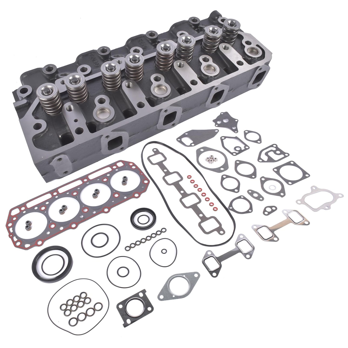 Engine Cylinder Head and Gasket Set, Fit for Cummins A2000 A2300 Engine Daewoo Forklift D20S D25S D30S Replacement Kit