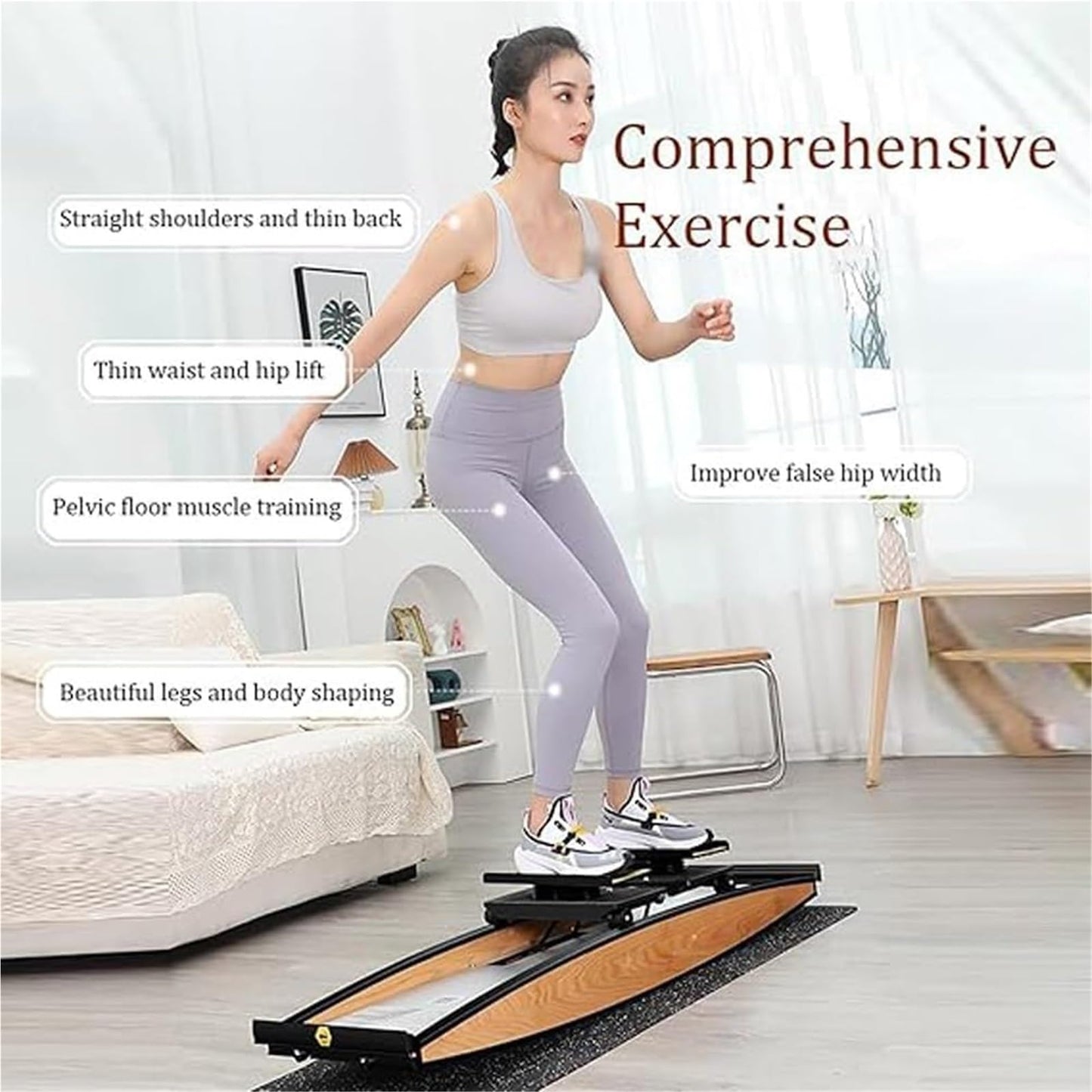 Ski Simulator，Ski Machine， Aerobic Ski Machine Exercise Equipment with Armrest Body Balance Workout