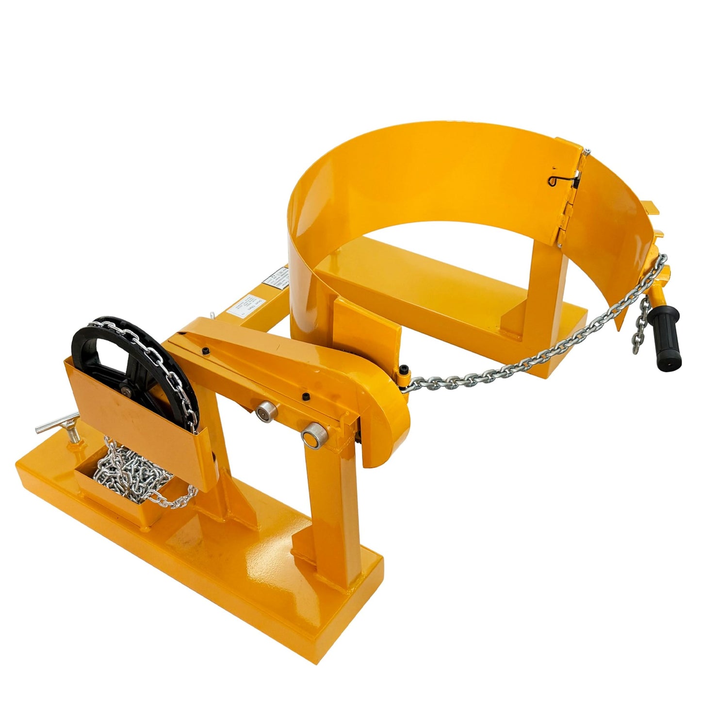 IntXanth Manual Forklift Drum Dumper Hoop Type Steel Drum Tilting Pouring Device 55 Gallon for Chemical Oil Industrial Use