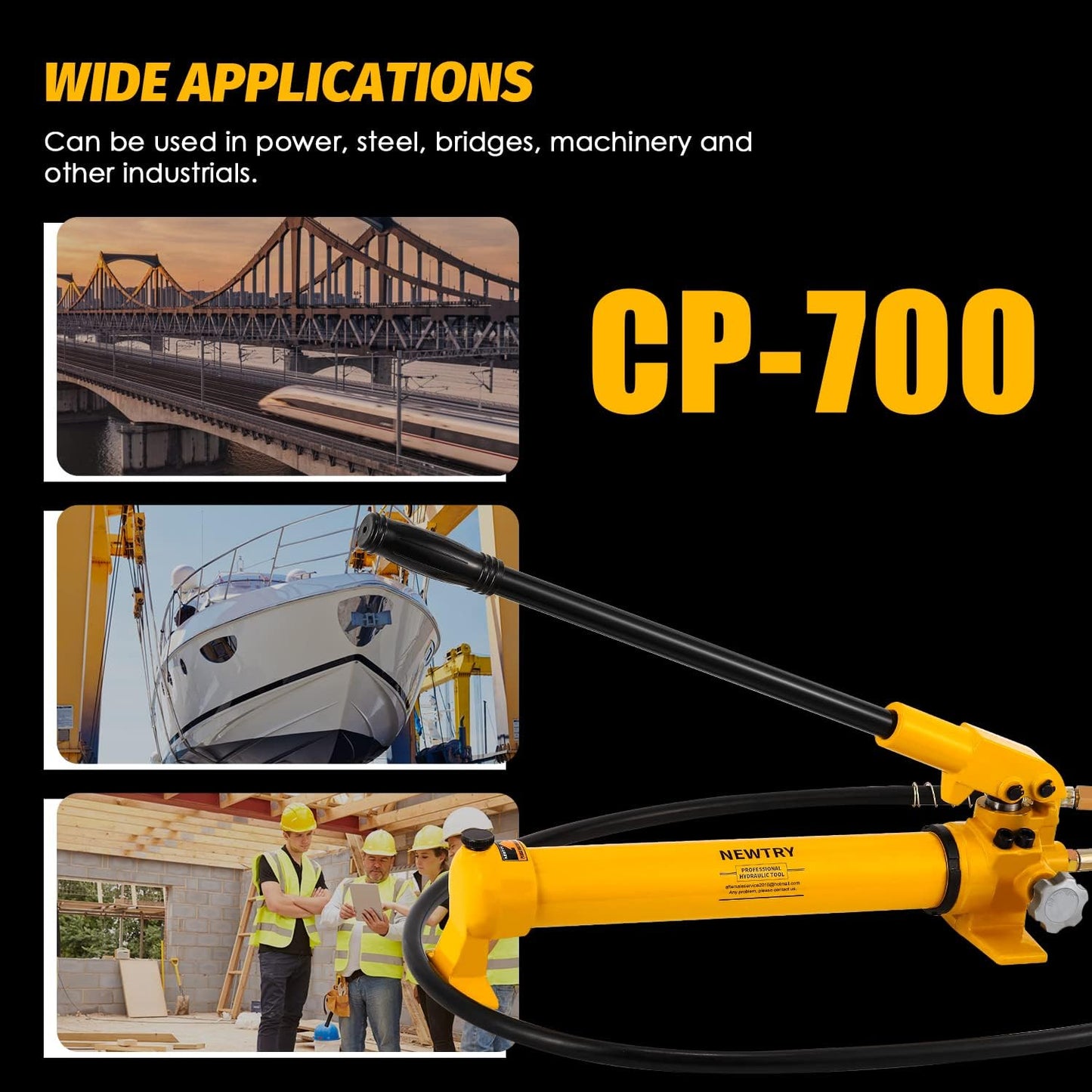 NEWTRY 50 ton Low Profile Hydraulic Ram Jack + Hand Pump Stoke 16mm(0. 63inch) Mini Protable Hydraulic Cylinder Industrial Super Thin Lifting Jack