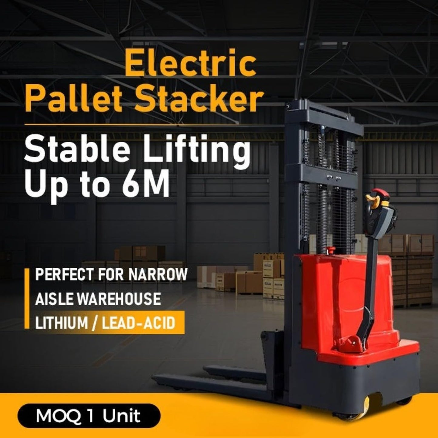 Electric Pallet Lift Support Truck, Battery Powered Forklift Stacker Equipment, Walk Behind Hydraulic Stacking Machine, Warehouse Material Handling Equipment, Pallet Lifting System