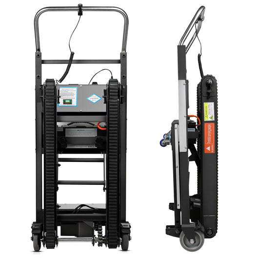 Electric Stair Climbing Dolly, Heavy Duty Stair Climber 900lbs Capacity 1250W Motorized Hand Truck with Ropes & Foldable Design for Moving Furniture Logistics