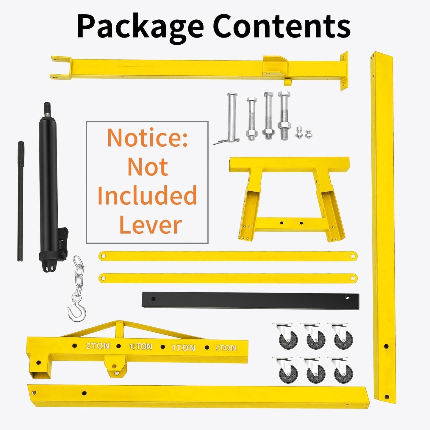 Hydraulic Engine Hoist, 2-Ton Folding Portable Shop Crane Lift, 4400 Lbs Capacity with Telescopic Boom and 6 Casters, Foldable Mobile Cherry Picker for Garage Workshop Warehouse, Yellow, Heavy-Duty