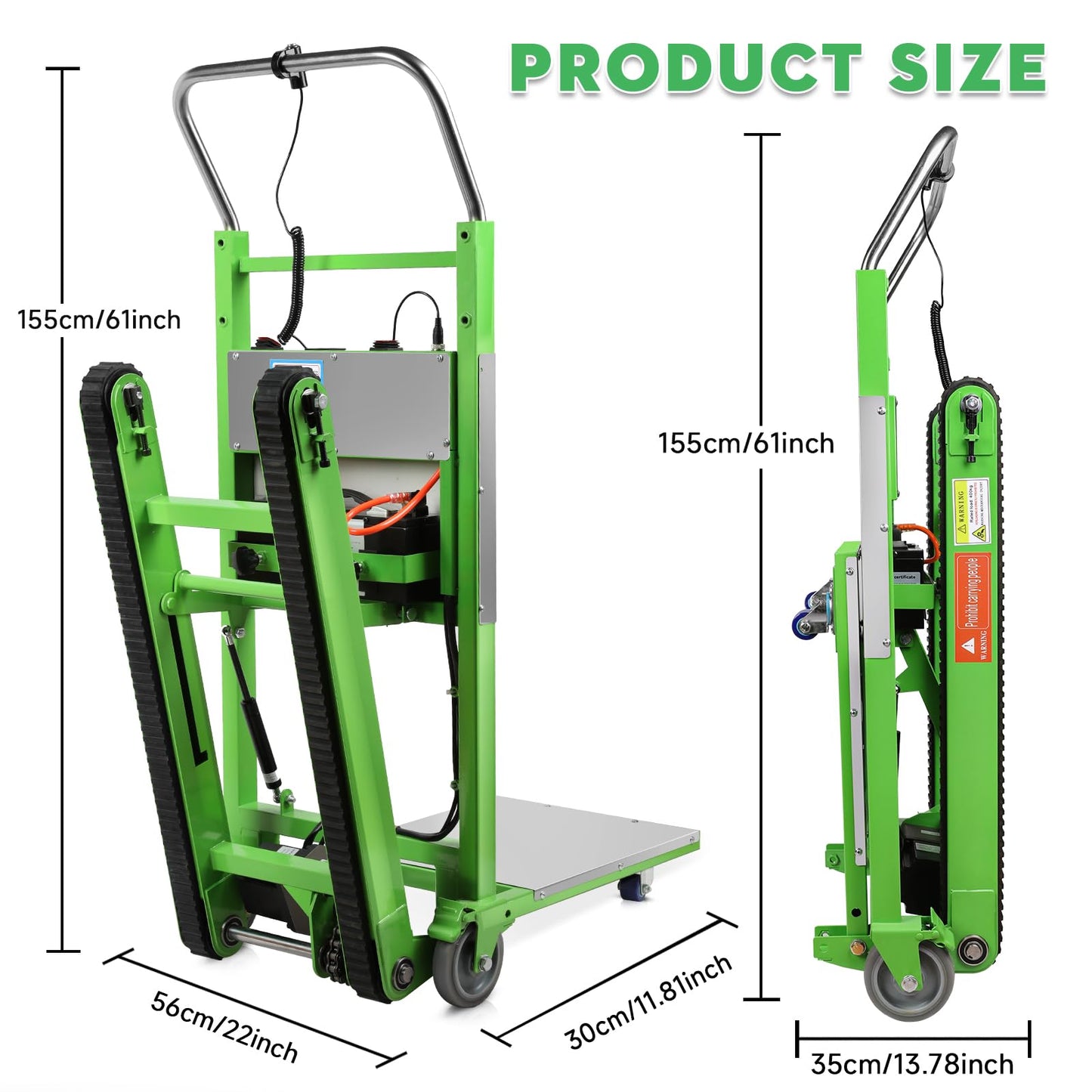 Electric Stair Climbing Dolly, 1250W Electric Stair Climbing Hand Truck, 900lbs Max Load Capacity, 3 Mode Folding Stair Climber Hand Truck with Telescopic Handle for Moving (Green+Black)