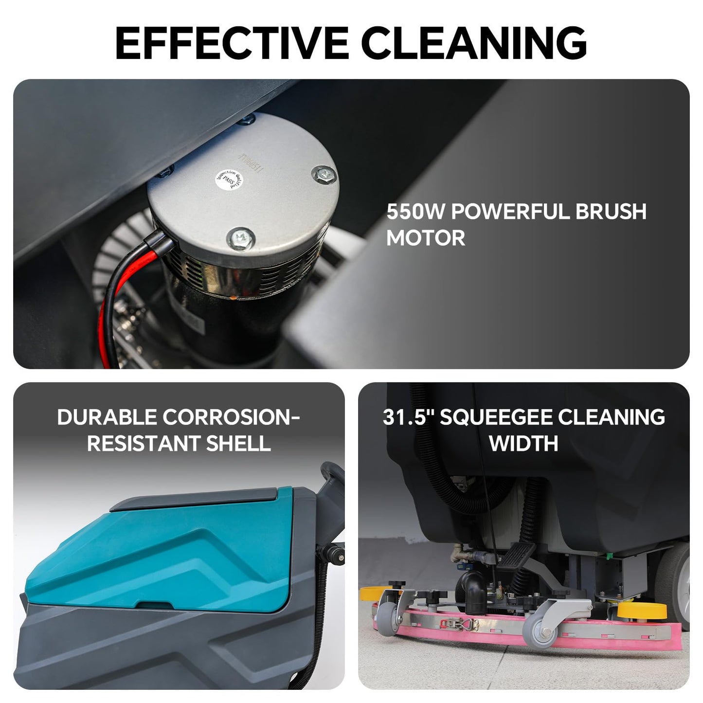 KARHDIR Industrial Walk Behind Floor Scrubber Machine 22" Cleaning Width 31.5" Suction Width 32000 Sqft/h,5 Hours Runtime 18.5 gal Sewage Tank,for Warehouse Schools Garages Hospital