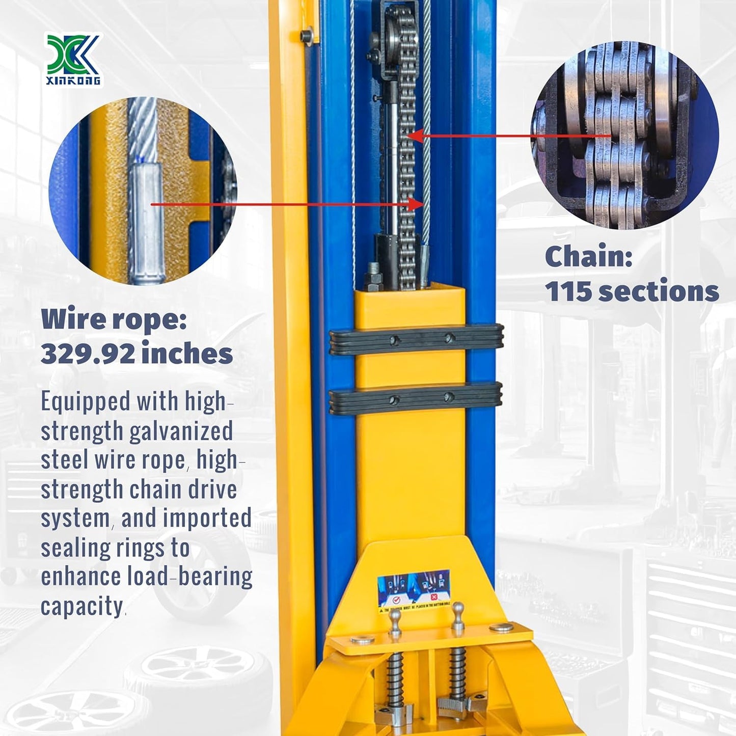 XK-1150 Auto Lift Truck Hoist 2+3 Enhanced Auxiliary Arm Car Lift 110V Capacity 11500 Lbs Two Post with 36 Months Parts Replacement