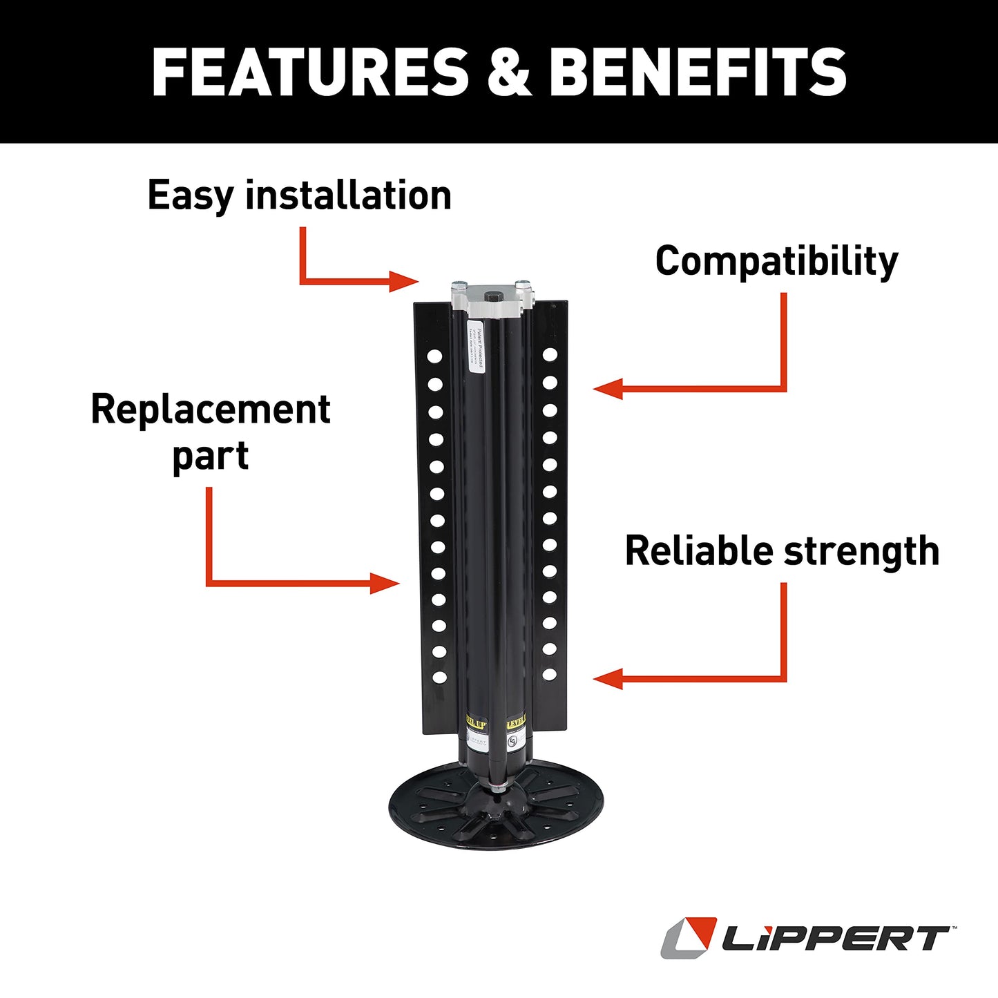Lippert Level Up Aluminum RV Hydraulic Leveling Jack with 8,000-lb. Lift Capacity, Universal Fit, 9" Footpad, Easy Installation - 433458