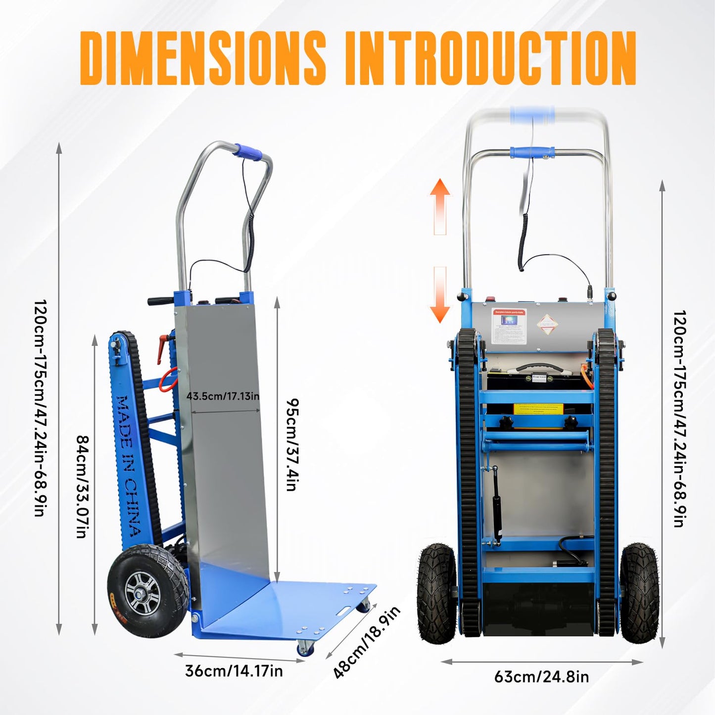 ROOMEDAL Electric Stair Climbing Dolly, 661lb 600W Powered Electric Stair Climbing Hand Trucks Dolly Cart with Rubber Tracks for Moving, Heavy Duty Stair Climber (Blue)