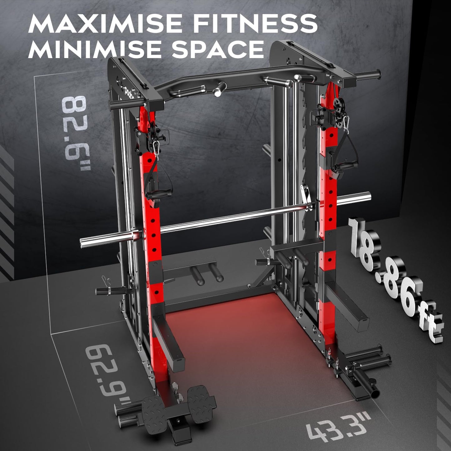 pooboo Multi-Functional Machine Power Cage, 2000LB Squat Rack, LAT-Pull Down System, Dual Pulley Cable Crossover System, Home Gym Workout Machine with Strength Training Attachments (P43 01)