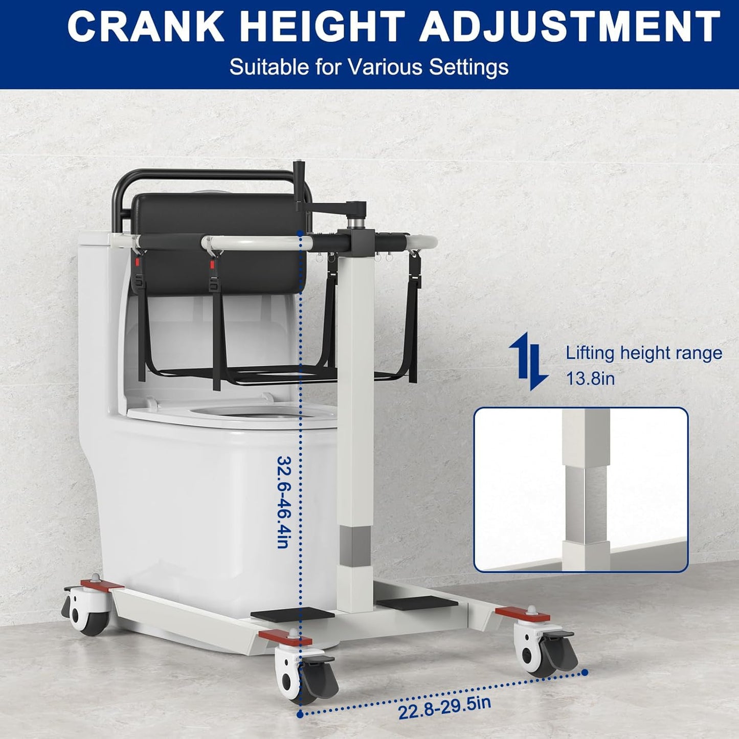 Patient Lift Transfer Chair, Transfer Lift Chair for Disabled, Wheelchair to Car Transfer Devices, Height Widths Adjust Transfer Chair for Elderly and Disabled (C)