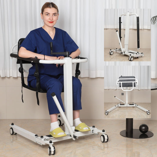Manual Patient Lift Transfer Chair, Foldable & Portable Design, Adjustable Height/Width for Safe Transfers Between Bed, Wheelchair, Toilet, Car & More (Manual Patient Lift Transfer Chair)