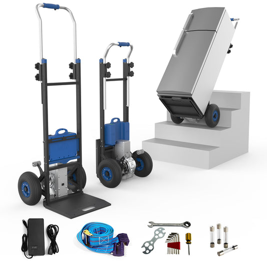 XSTO ZW47250 Electric Stair Climbing Hand Trucks,Moving Heavy Objects Up and Down Stairs Effortless,550lbs Heavy Duty Stair Climber with Telescoping Handle