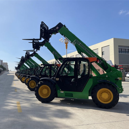 Telescopic Reach Telehandler for Warehouse, Farm, and Construction Material Handling, Rough Terrain Forklift with Enclosed Cab for Outdoor Loading