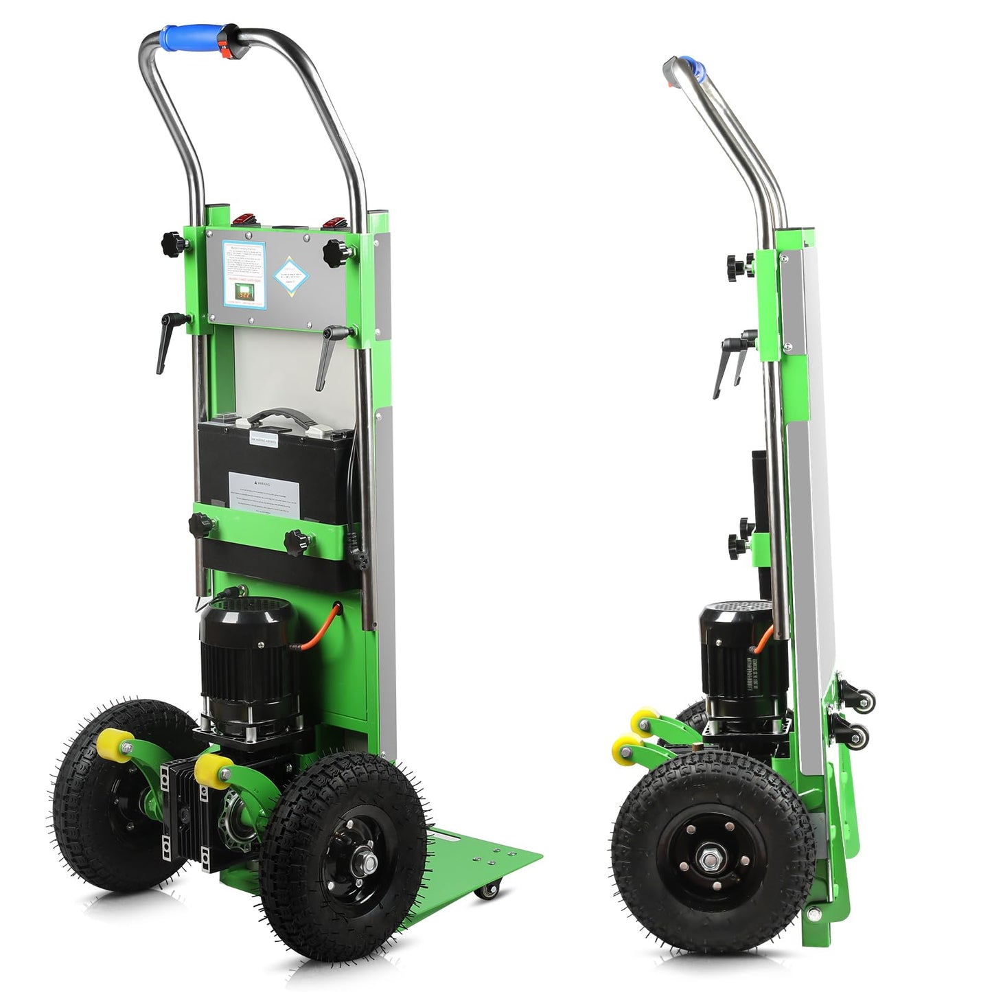 900 LBS/408kg Electric Stair Climbing Hand Trucks, Heavy Duty Hand Trucks, High Load Capacity Dolly Cart with 3 Ropes, Carry Heavy Object Effortless for Furniture Logistics Warehouse, Green