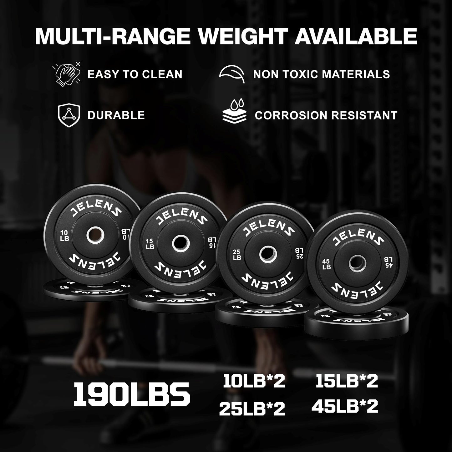 JELENS Smith Machine for Home Gym, Multi-Function M12 Power Cage, Squat Rack with Smith Bar and More Attachment (Red, 190LB Black Weights Package)