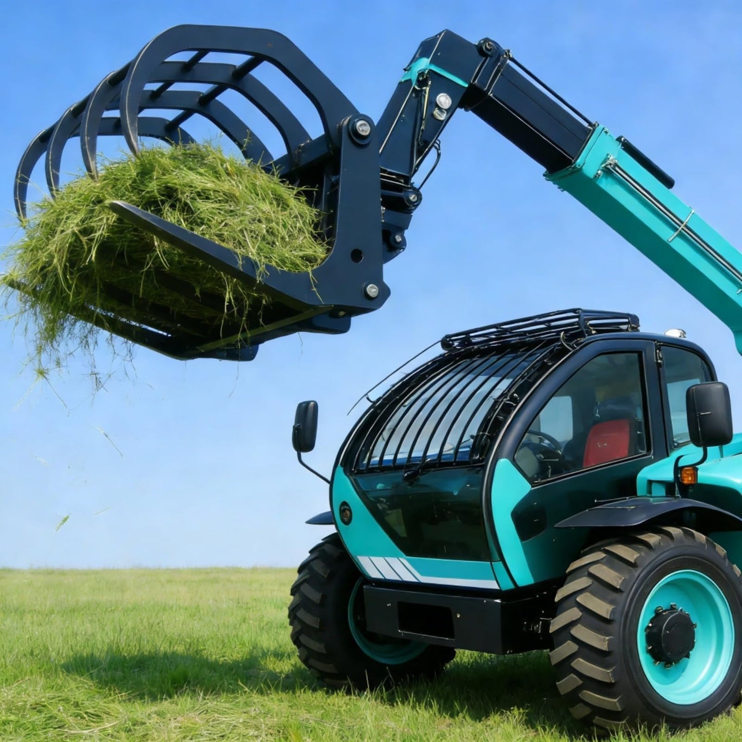 Construction Reach Forklift Telehandler for Warehouse and Agricultural Material Handling, All Terrain Telescopic Lifting Equipment with Enclosed Cab