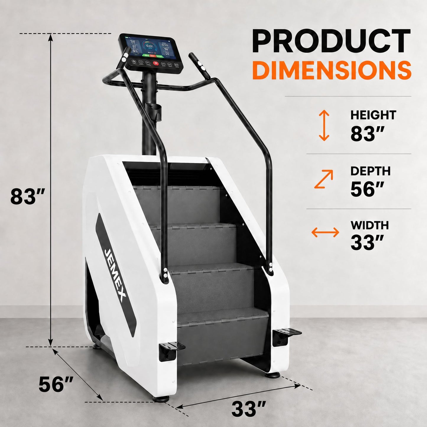 JEMEX Stair Stepper Machine, Heavy Duty Stair Climber with 15 Resistance Levels, Low Impact Cardio for Home Gym, Infrared Auto-Lock, LED or Standard Model, 375 lbs (White, LED Display)