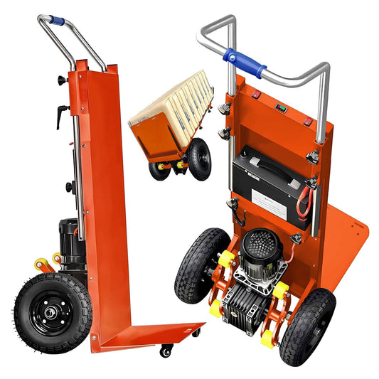 WMWZPYH Heavy Duty Stair Climber Cart for Carry Heavy Objects, 1200W Brushless Motor Powered Stair Climbing Hand Trucks, 881LB Capacity Electric Stair Climbing Dolly with Extensible Handle(Orange)
