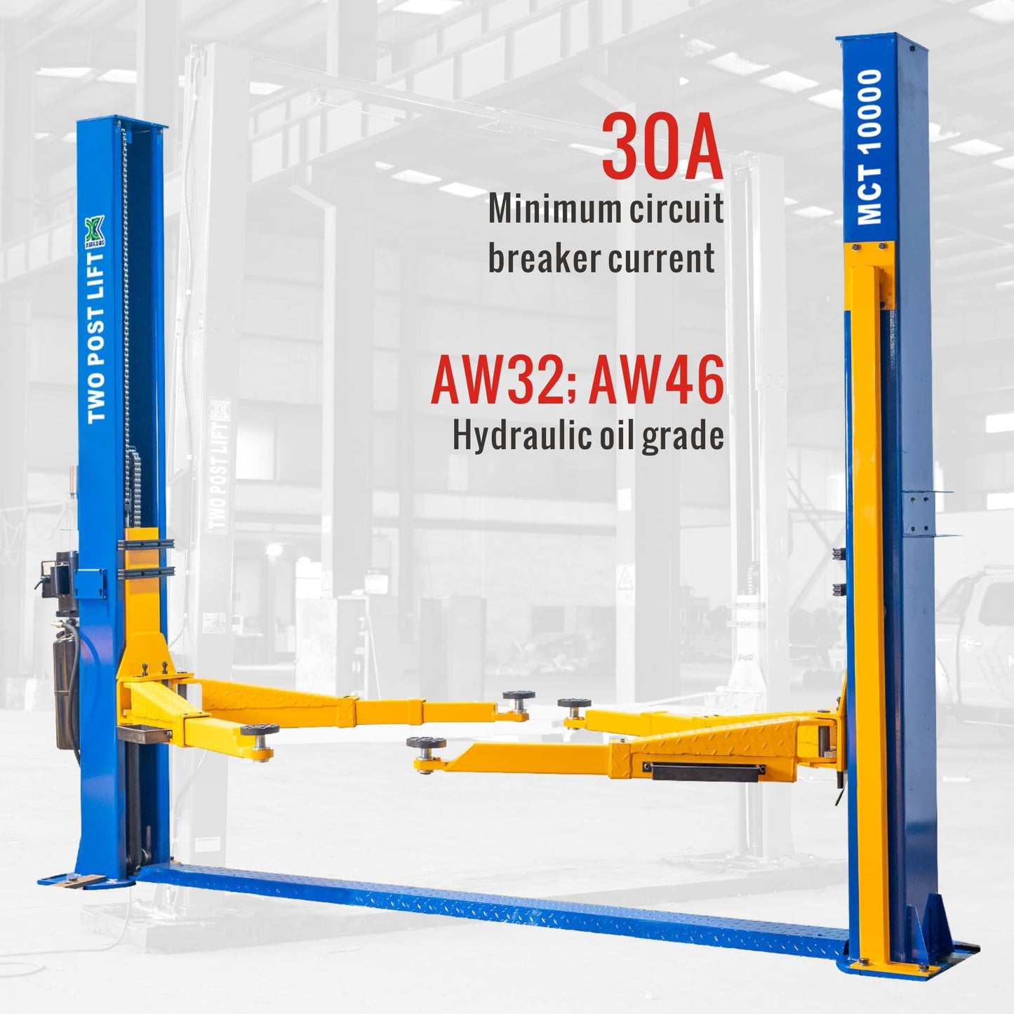 XK-MCT10000 Full Chain Drive 10000 lbs Capacity 2 Post Car Lift with 12 Months Parts Replacement