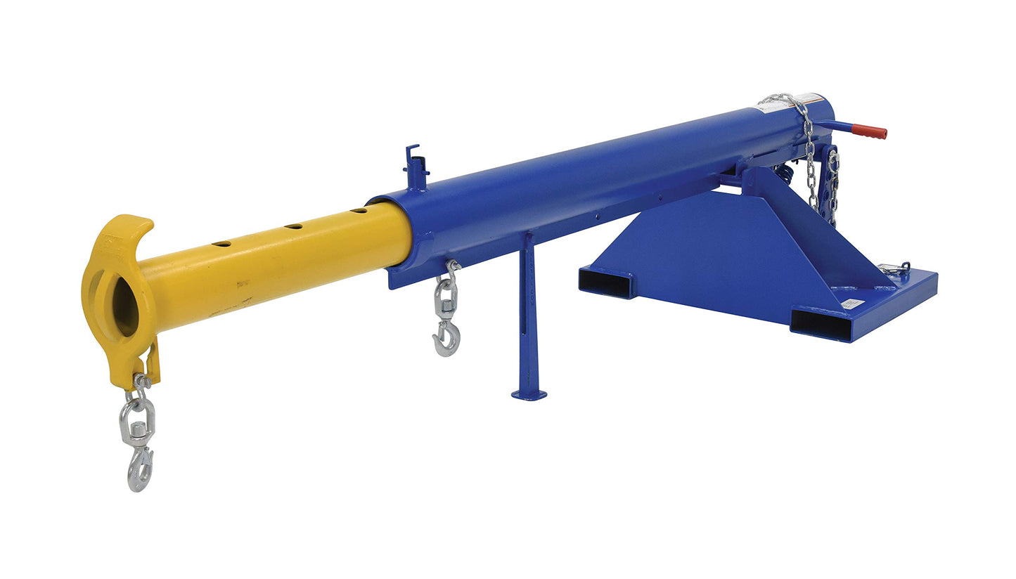 Vestil LM-OBT-6-36 Orbit Telescoping Lift Boom, 6000 lb Capacity, 36" Fork Pocket Center, Overall LxWxH (in.) 44 x 86.625 x 27.6875, Overall Extended Length (in.) 146-5/8, Blue