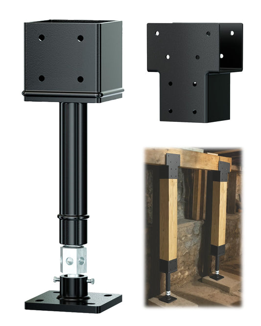 FMhotu Screw Jack Post Kit, 4" x 4" Adjustable Shore Jack & Purlin Splicer, 66000 lbs Max Load Capacity, Temporary House Pole for Leveling, Lifting Floor Crawlspace Basement Shore Beam
