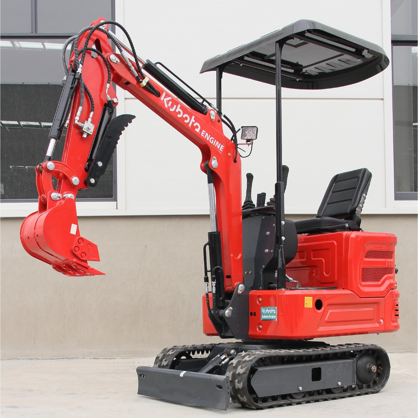 DS-16, 1.4 Tons KubotaDiesel Mini Excavator, w/Pilot System, Full Hydraulic System, Water Cooling, Hydraulic Thumb Clamp, Bucket, Palletfork,Work for Any Occasions, US in Stock red (red2)