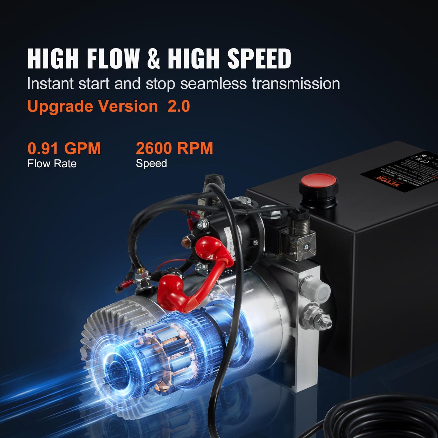 VEVOR 6 Quart Power Unit Double Acting, 3200 PSI Max Relief Pressure, DC 12V Hydraulic Pump for Dump Trailer Car Lifting