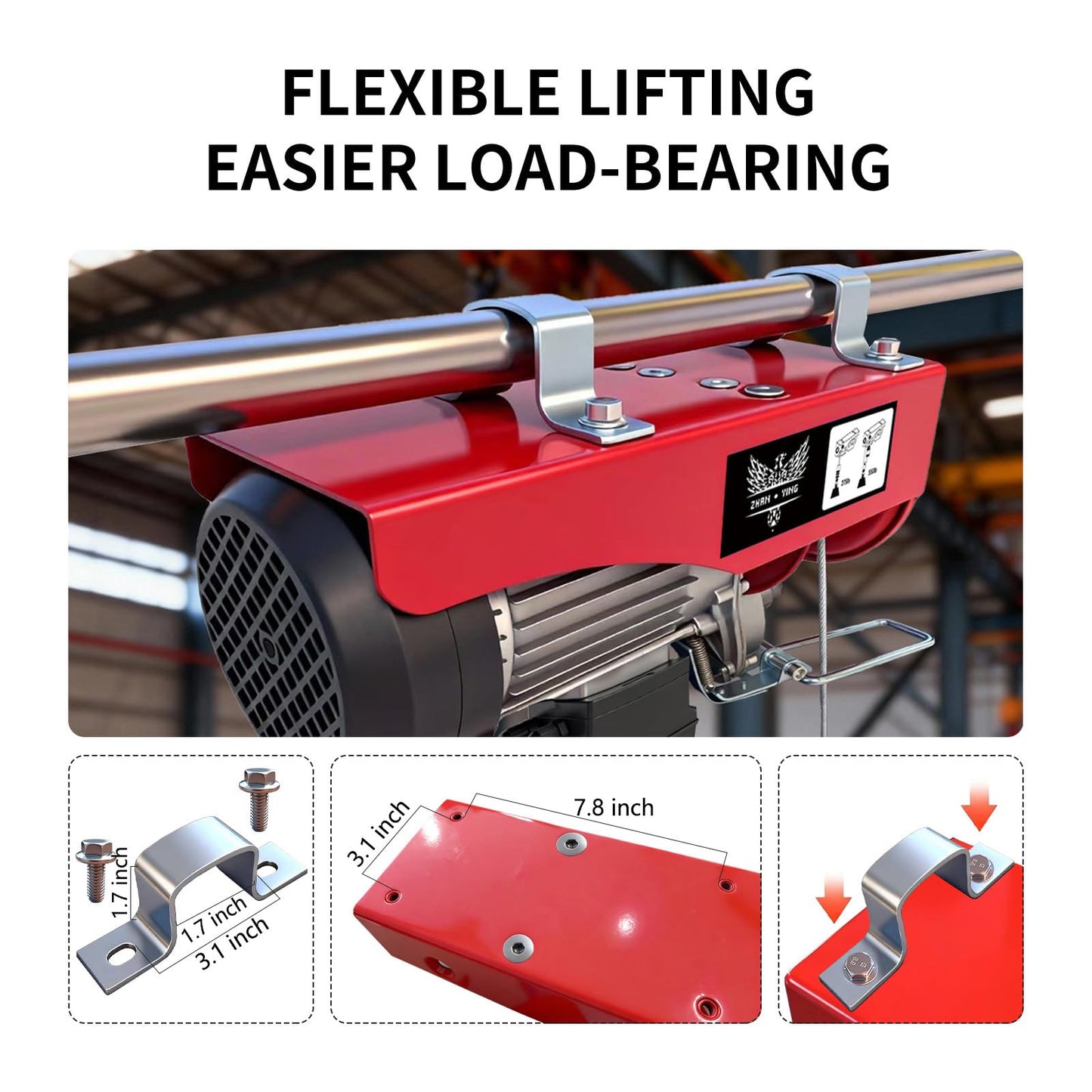 ZHAN · YING Electric Hoist with Wireless Remote Control, 110v 440lbs Electric Hoist with Remote Control, 40ft/20ft Lifting Height Motor, Lift Hoist for Factories Warehouses Construction Site Attic