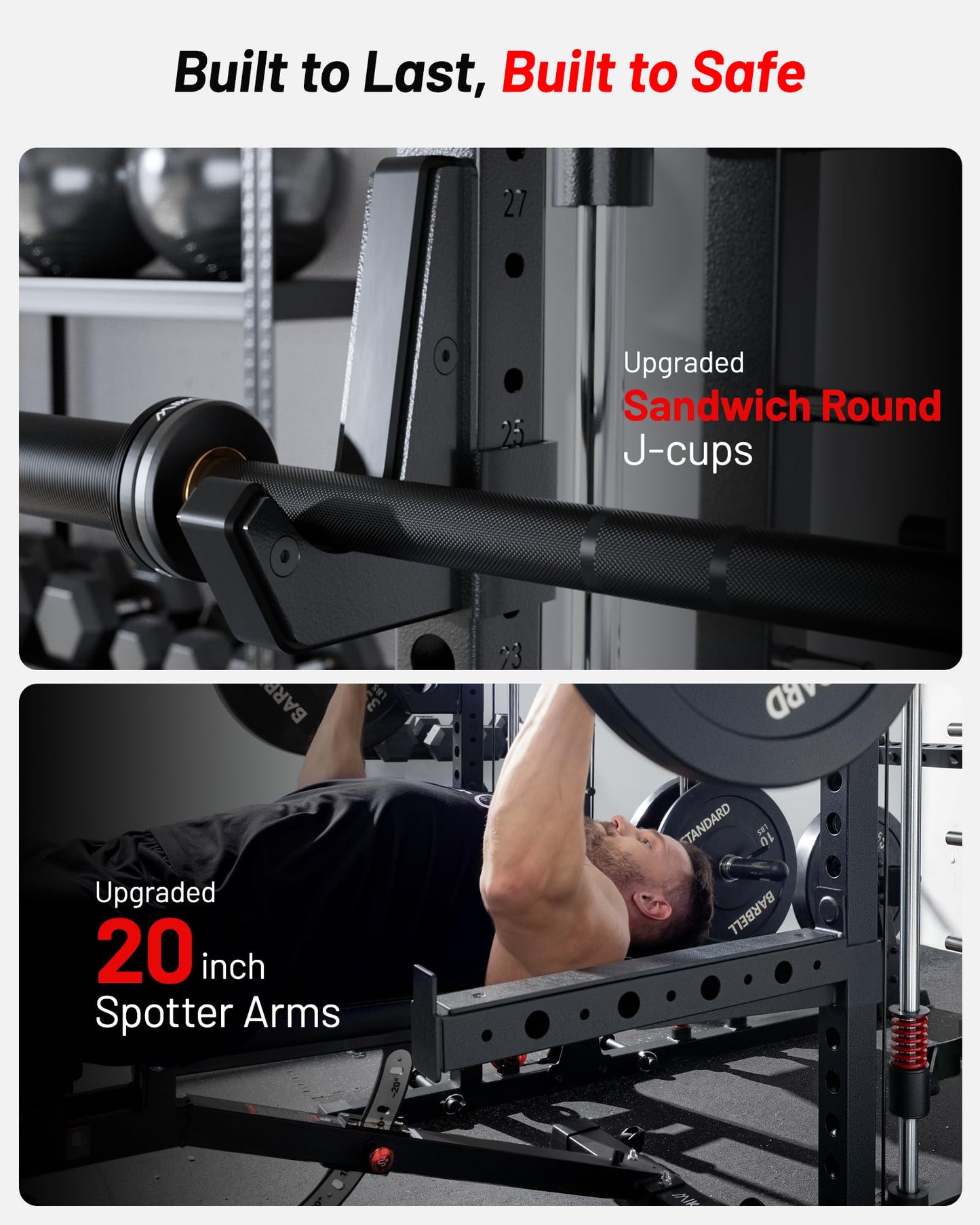 Mikolo M4 2.0 Elite Smith Machine, Multi-Function Squat Rack with LAT-Pull Down System & Cable Crossover Machine, Training Equipment with Leg Hold-Down Attachment, Black