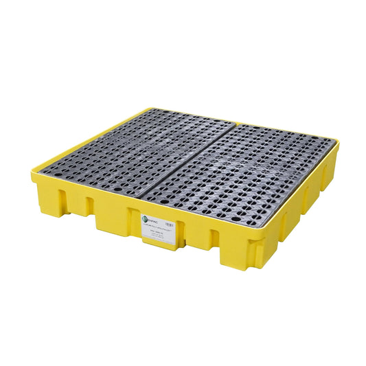 ENPAC 4 Drum Spill Pallet Platform with Forklift Pockets, 49"x49"x6.5", 8,000 lbs. Load Capacity Containment, 66-Gallon, Forkliftable, EPA/OSHA Compliant, Made in USA