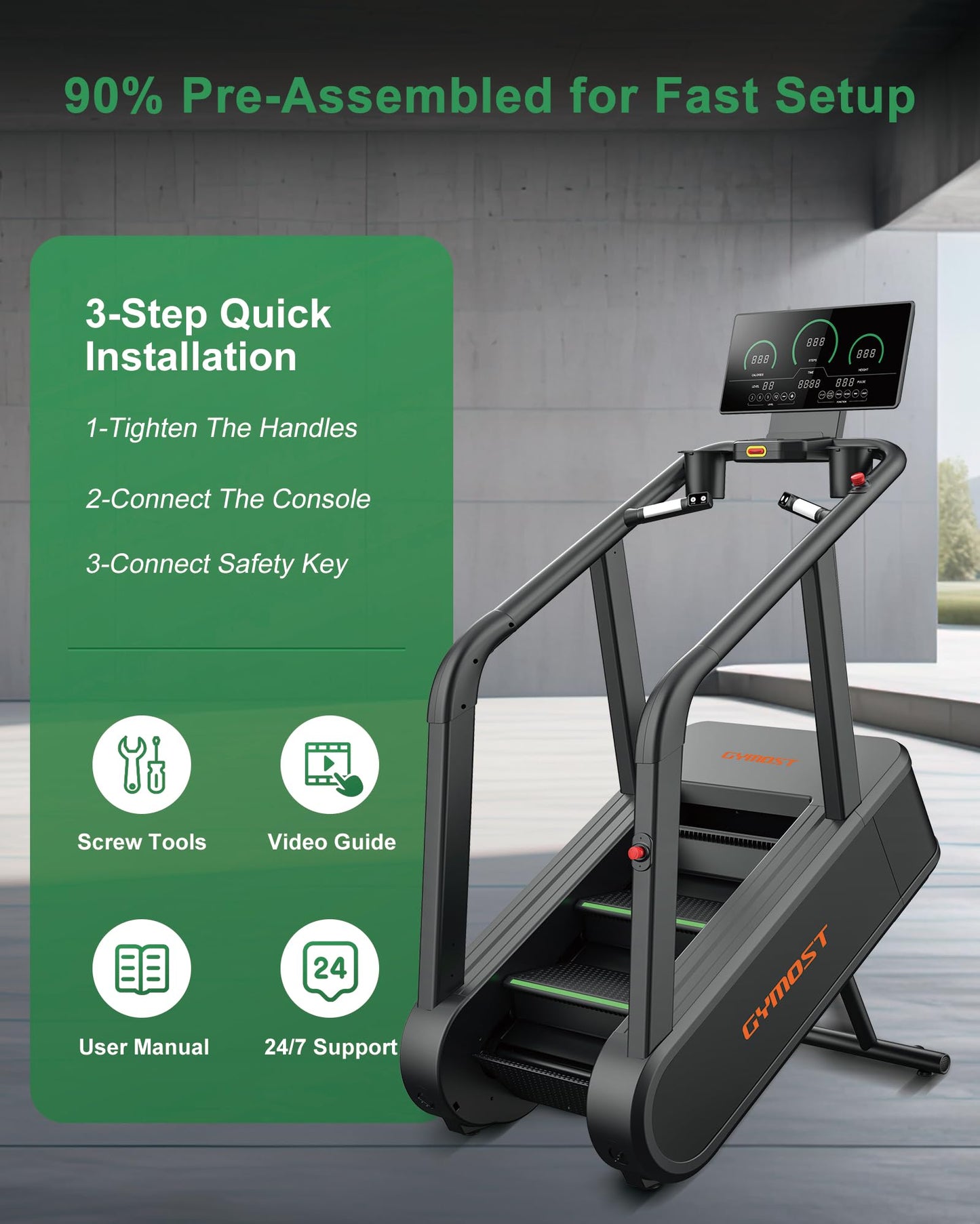 GYMOST Stair Stepper Machine with LED Display, Commercial Grade Stair Climber Exercise Machine for Home & Gym with 15 Resistance Levels, Perfect for Cardio, Lower Body Workouts